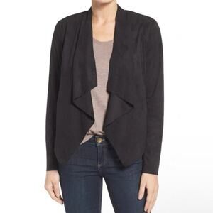 Kut From The Kloth Women's Burgundy Open Front Asymmetrical Faux Suede Jacket XL